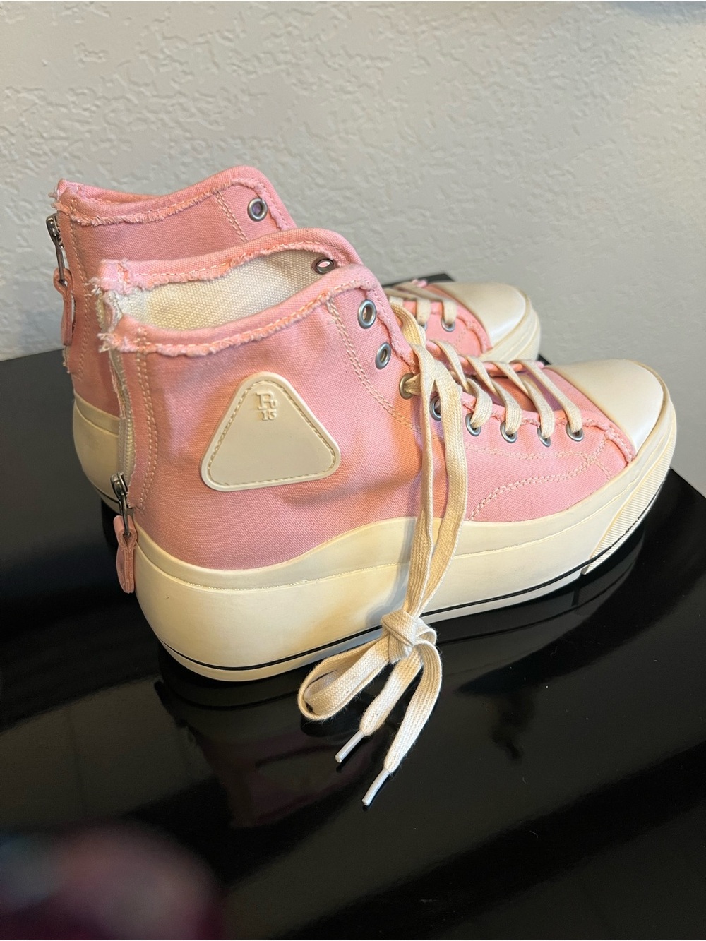 R13 Pink High-Top Canvas Sneakers with Back Zip